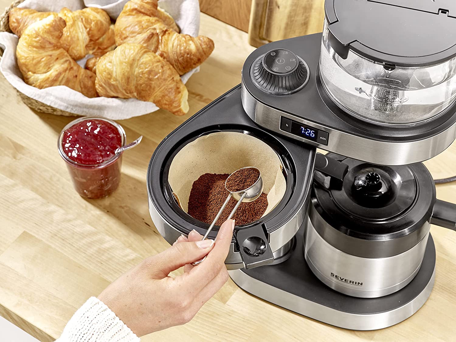 SEVERIN Filterkaffeemaschine Caprice Thermokanne 1l Edelstahl-gebürstet/schwarz KA 5761