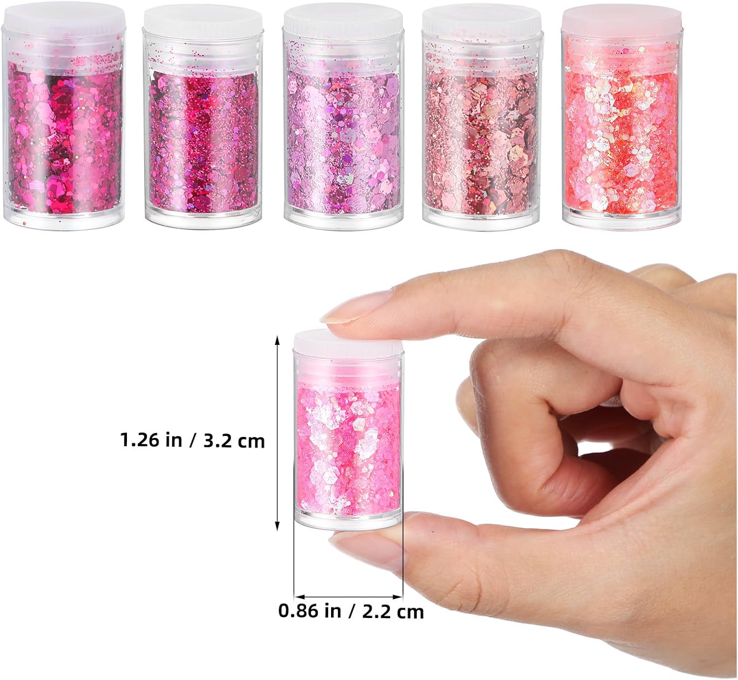 32 Bottles Nail Glitter Flakes PET Container Set for Manicure Art