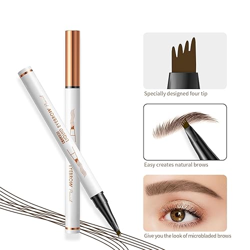 Miniatura 5 de Lápiz líquido de cejas de 4 garras, 6 colores, efecto microblading de aspecto natural impermeable, herramienta de maquillaje profesional con punta
