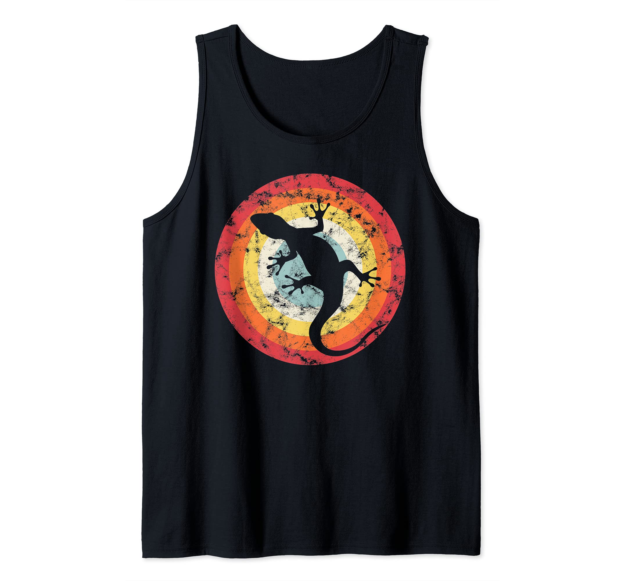 Lizard Vintage Reptile Gecko Terrarium Owner Zoo Tank Top, Black, S