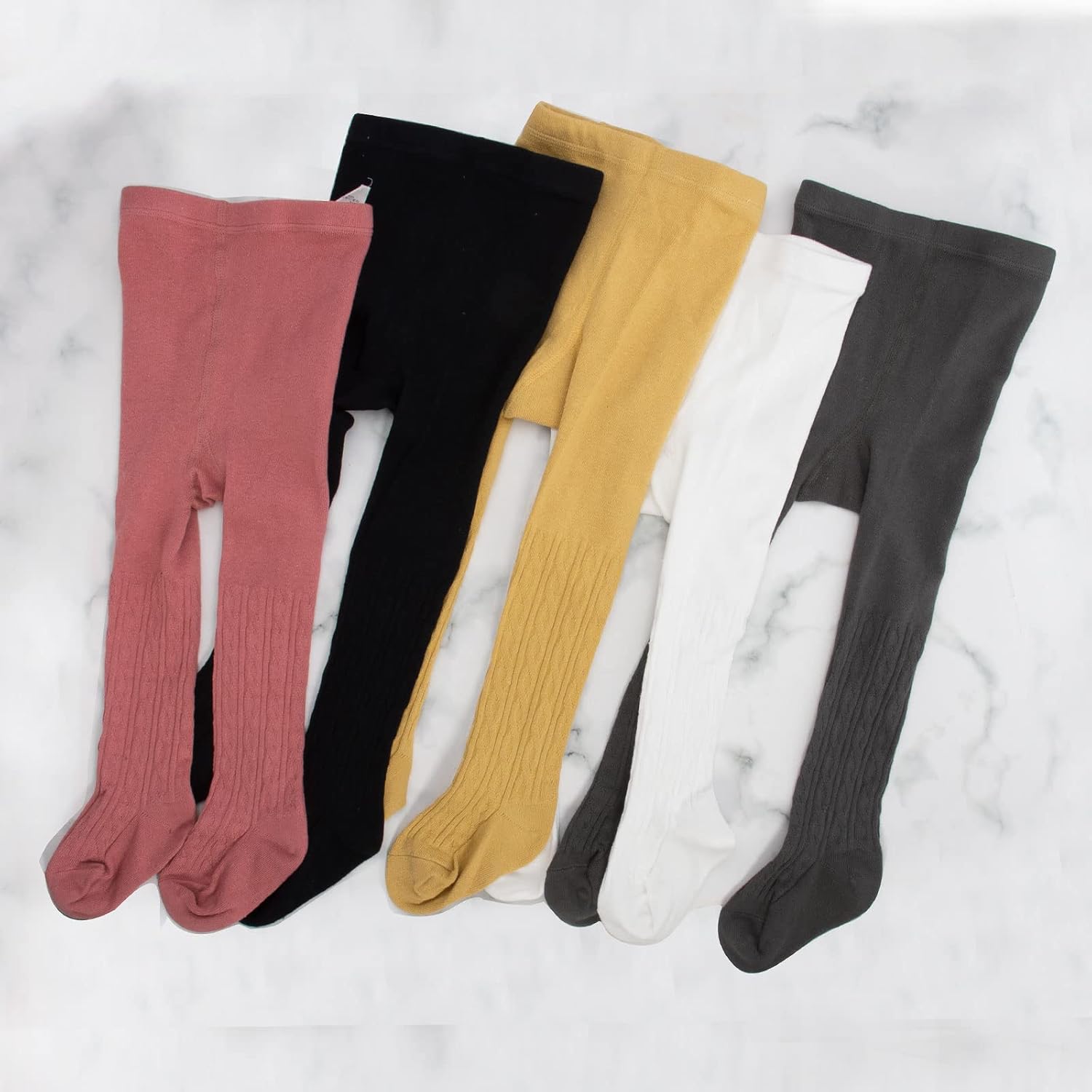 5 Pack Baby Toddler Girls Cable Knit Tights Cotton Footed Leggings Pantyhose Stocking Pants 1-9Years - Image 7