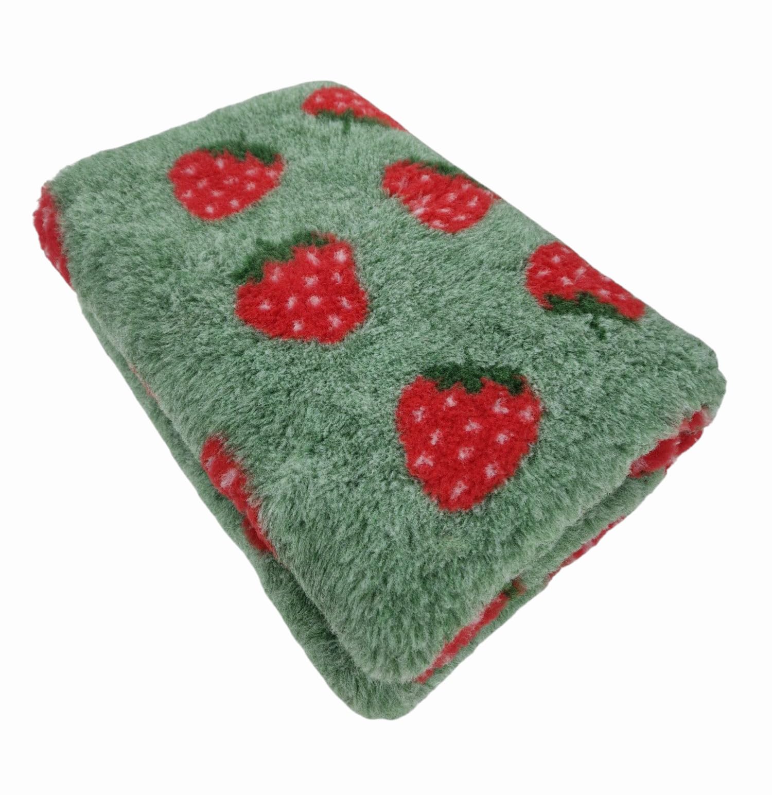 WOOF AND PUP | Non Slip Vet Bedding | Strawberry Pattern | Machine Washable | UK Manufactured | Non-slip | Dog Bed | Whelping | Vet Bed | Strawberries (Green, 100cm x 100cm)