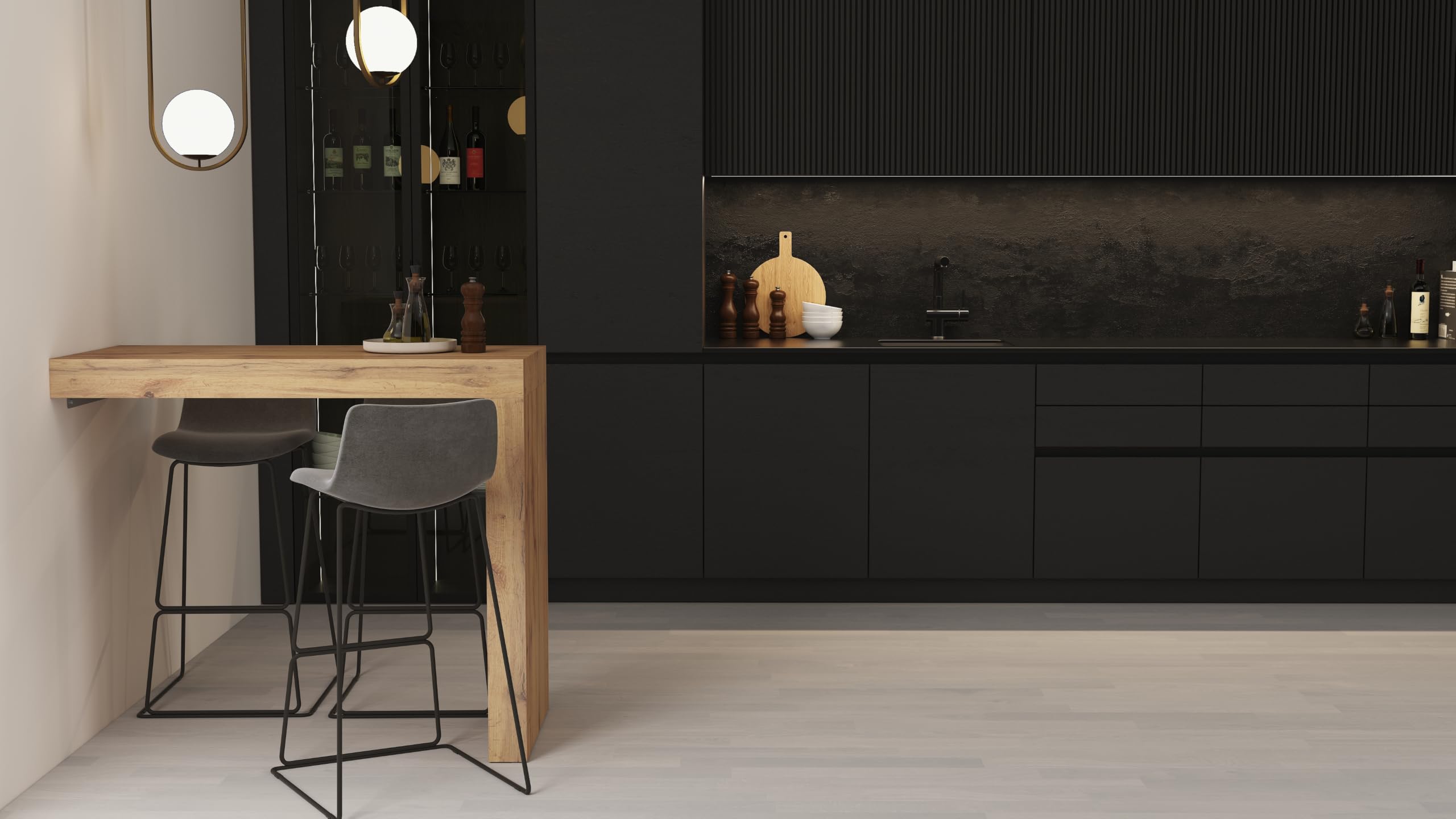 Mobili Fiver, Penisola Evolution 120x60, Rovere Rustico, Tavolo Penisola Cucina per 4 persone, Made in Italy