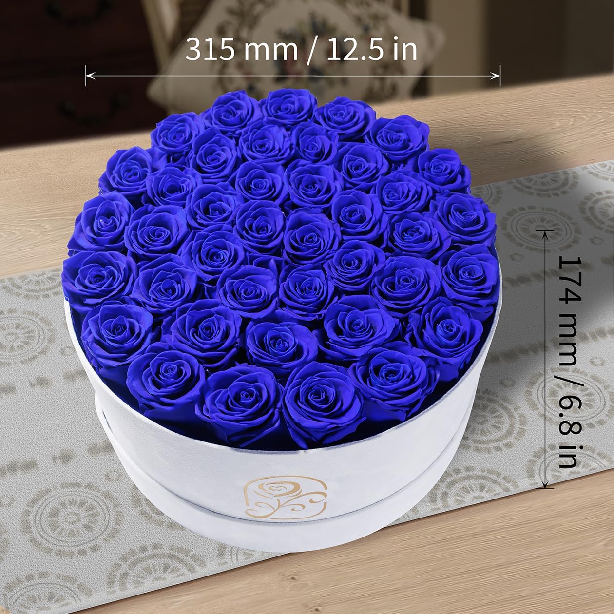 Gifts for Women Preserved Roses Flower Box, Luxury Velvet Box with 40 Roses, Preserved Flowers, Romantic Gift for Her, Wife, Girlfriend, Birthday Anniversary Christmas (Royal Blue)