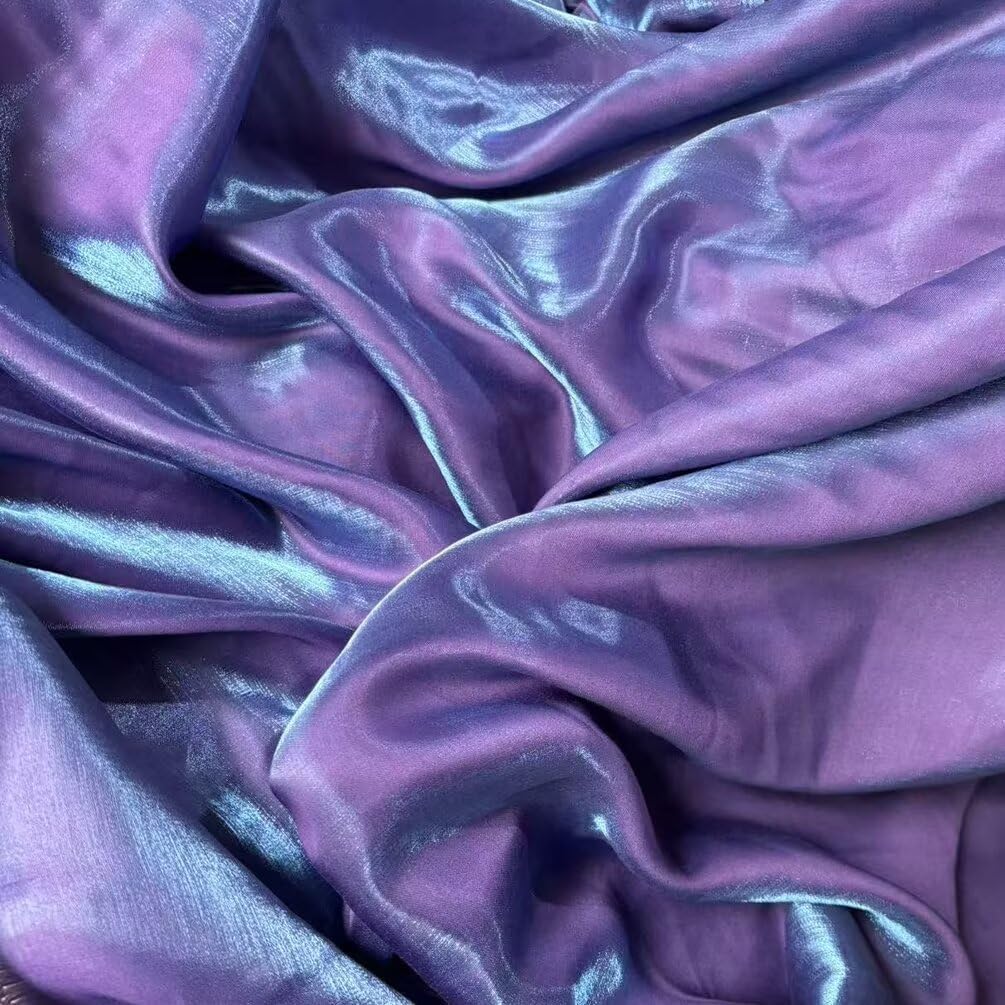 4 Yards Purple Blue Iridescent Soft Satin Fabric Well Drap Fabric,Shirt Doll Clothes DIY Dress Fabric Material 59" Width Decoration Photography