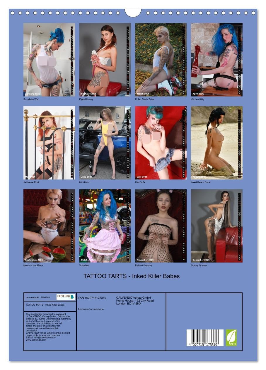 TATTOO TARTS - Inked Killer Babes UK-Version (Wall Calendar 2026 DIN A3 Portrait), CALVENDO 12 Month Wall Calendar โ image 1