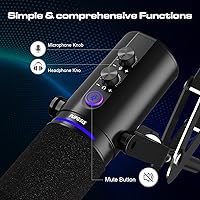 Vista 3 de Micrófono dinámico para podcast PUPGSIS, micrófonos XLR/USB para PC de grabación para transmisión, podcast, grabación, juegos y streaming, micrófono