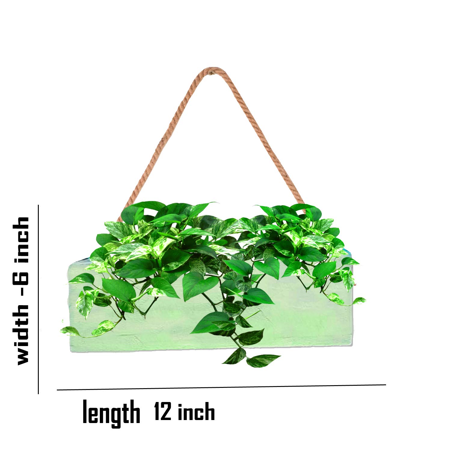 LIVEONCE Hanging Wood Planter - Green -3