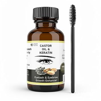 Eyelash Eyebrow Growth Promoter Pure Castor Oil & Organic Keratin By ALKA VITA