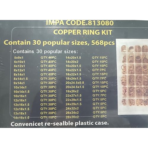 Miniatura 4 de 568 arandelas de sellado de cobre, 30 tamaños M5 M6 M8 M10 M12 M14 tapón de drenaje de aceite métrico Kit de sello de junta de sellado de arandelas