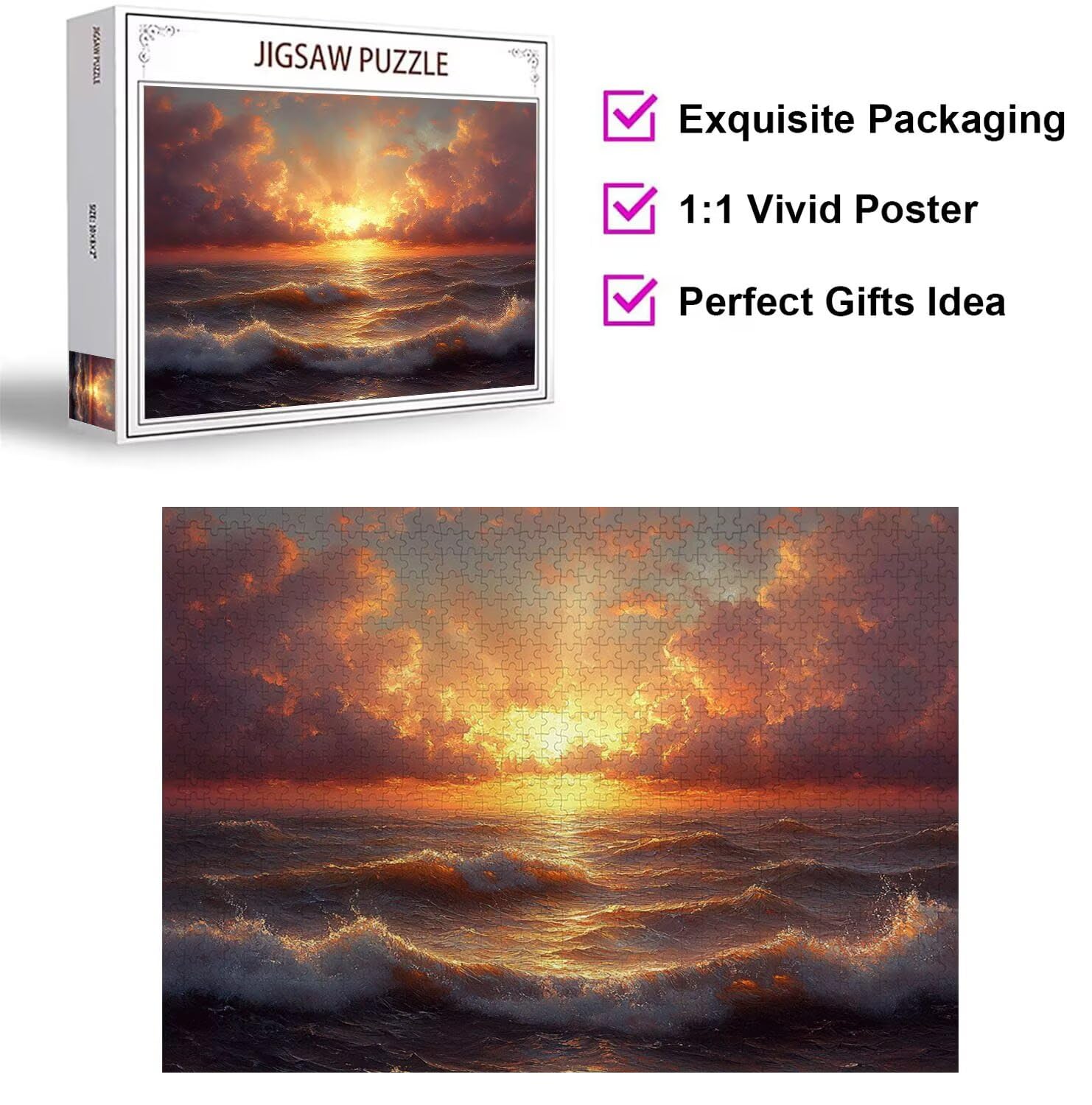 Puzzle 5000 Pezzi ondate Puzzle Adulti, Gioco Educativo, n-227 | Jigsaw Puzzles Sole calante, Impossibile Difficile Sfida, Classici Gioco Familiare, Giochi Divertenti, Idee Regalo