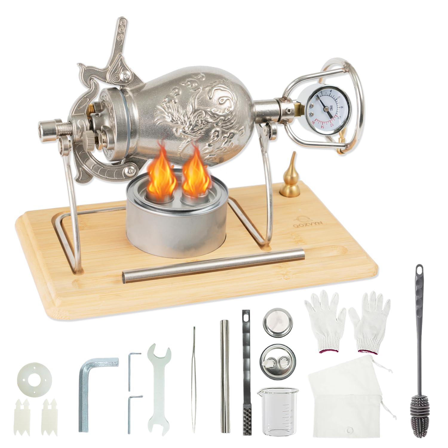 350ml Chinese Popcorn Maker, Chinese Popcorn Cannon Machine, High Pressure Popcorn Popper, Stainless Steel Hand Popcorn Machine, Mini Hand Popcorn Maker for Moive Night Family Party Fun(with 2 Bags)