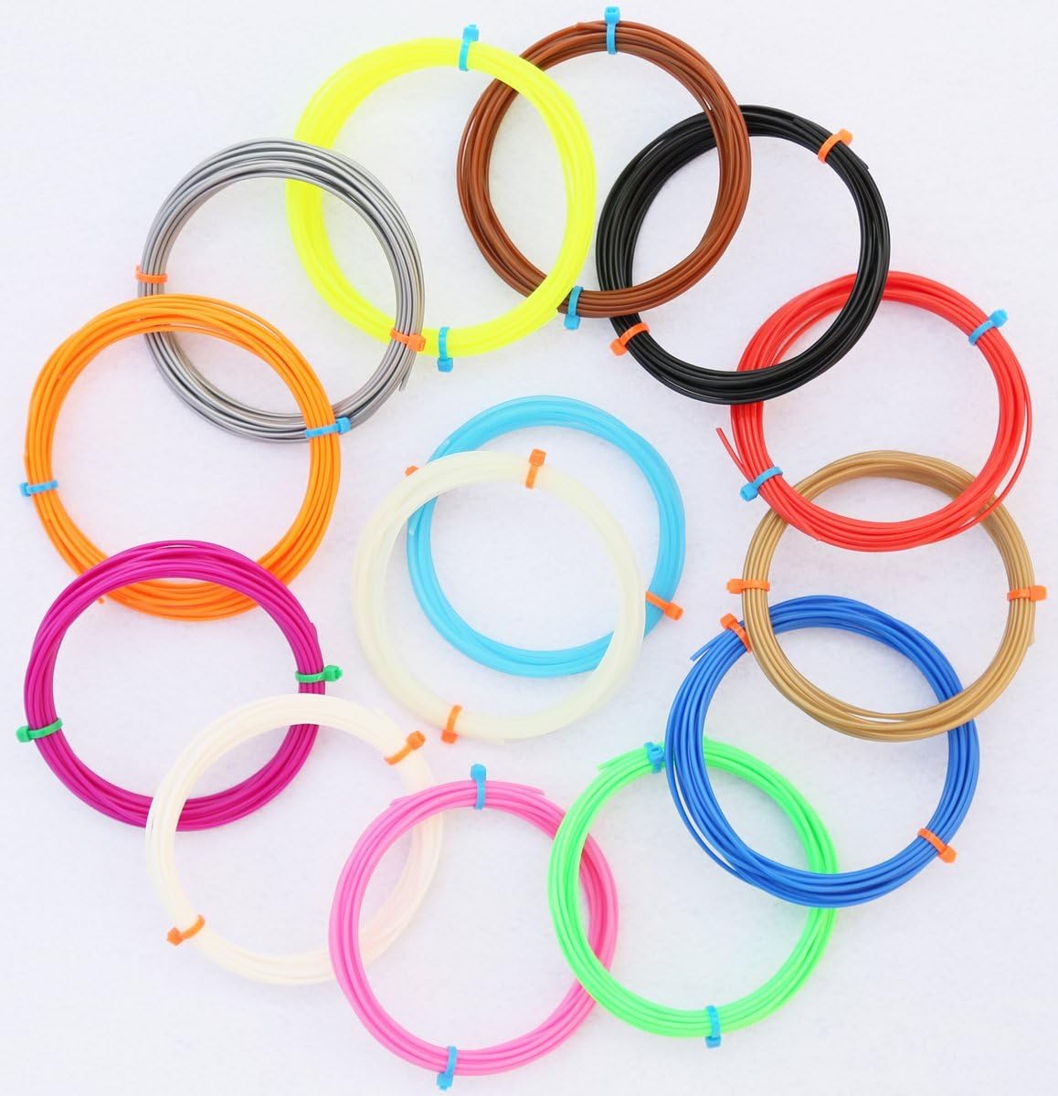 3D Pen Filament - 1.75mm PLA filament 30 different colors - 2 Glow in the Dark, 8 Translucent colors, 2 Fluorescent colors, 1 color change by UV light & 17 common colors - 600 Linear feet Total
