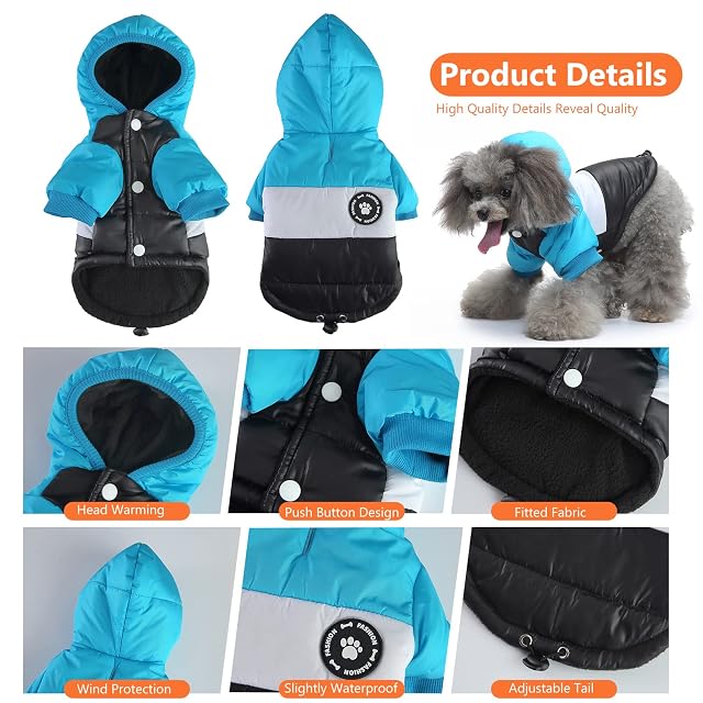 Foto 6 de 7 de PETCUTE Chaqueta con Capucha para Mascotas Perros,Chaqueta para Perro con Forro Polar,Abrigo de Invierno…