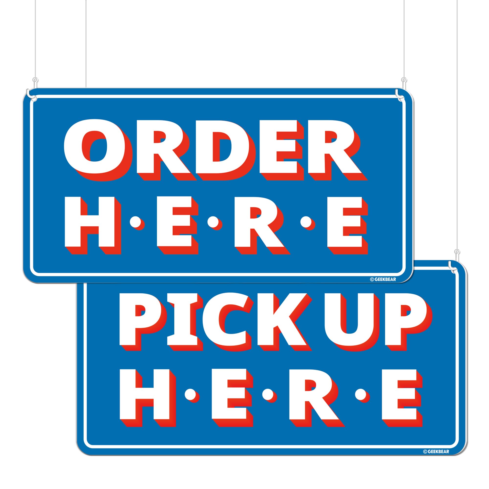 Amazon | GEEKBEAR Order Here and Pick Up Here Signs (Blue) -ご注文