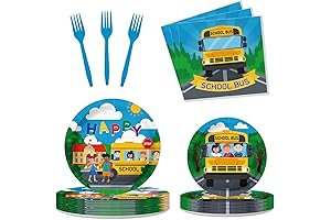 96PCS School Bus Plates Decoration for School Bus Birthday Party