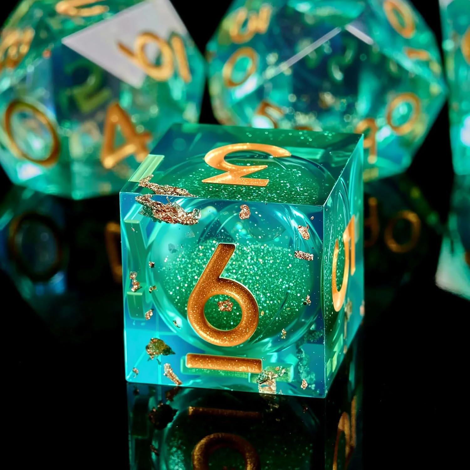 Dungeons and Dragons Liquid Core Dice Set D&D, Polyhedron DND Resin dice Set, Used for Role-Playing dice Magic Pathfinder Game DND dice Set (7 Pieces)