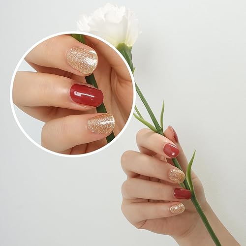 Miniatura 6 de Tiras de uñas de gel semicuradas, 20 unidades, líneas blancas y doradas, tiras de esmalte de uñas con purpurina, calcomanías de esmalte de uñas de