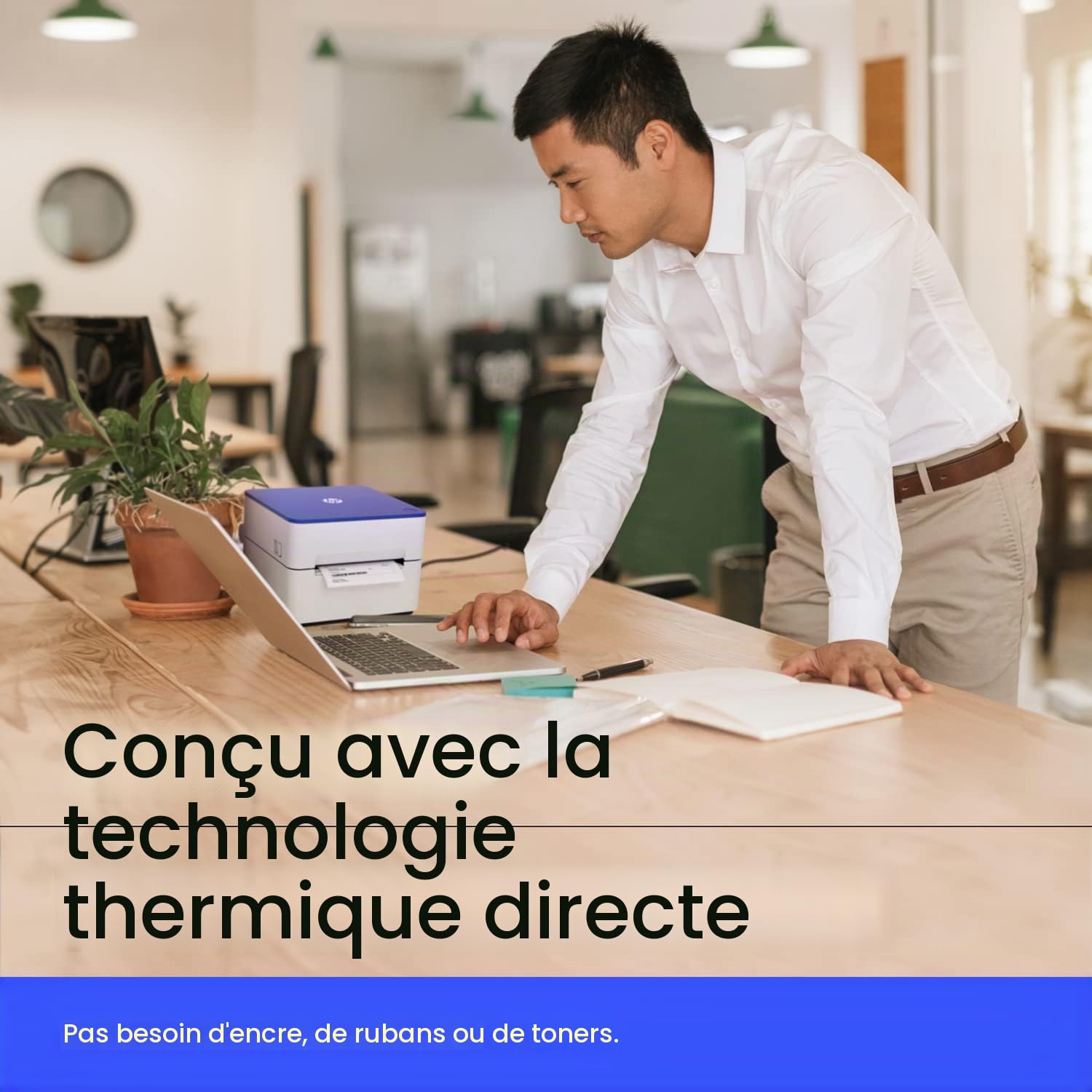 HP Work Solutions d'expédition 4x6 d'étiquettes Thermique Imprimante Facile à Utiliser, Haute Vitesse 203 DPI pour Le Bureau à Domicile ou l'entreprise Prend en Charge PC et Mac