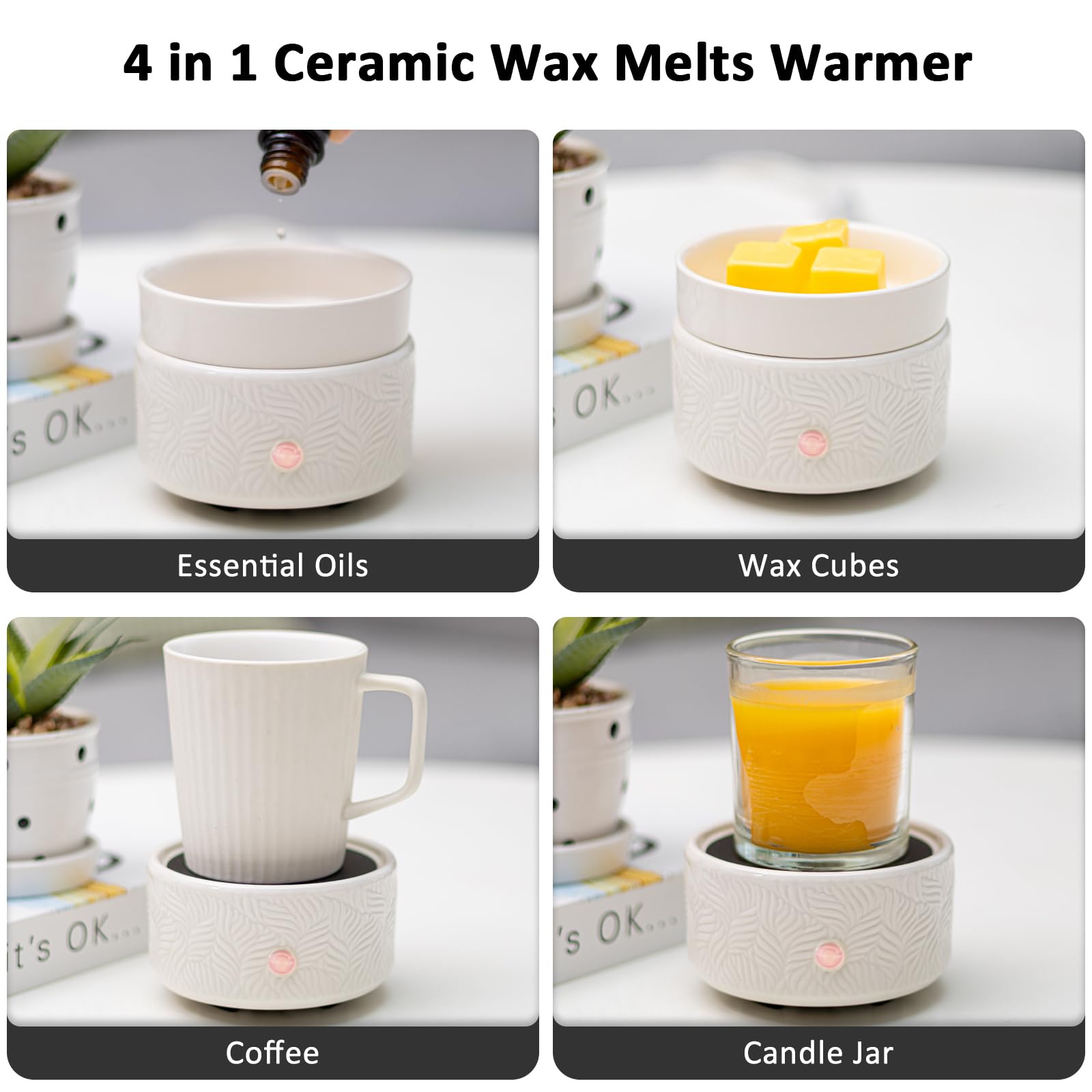 Dialan's Electric Wax Melts Candle Burner 3-in-1 Scented Candle Melter Ceramic Wax Melts Warmer Electric Fragrance Essential Oil Burner Aromatherapy Home Office Bedroom Gifts - Image 3