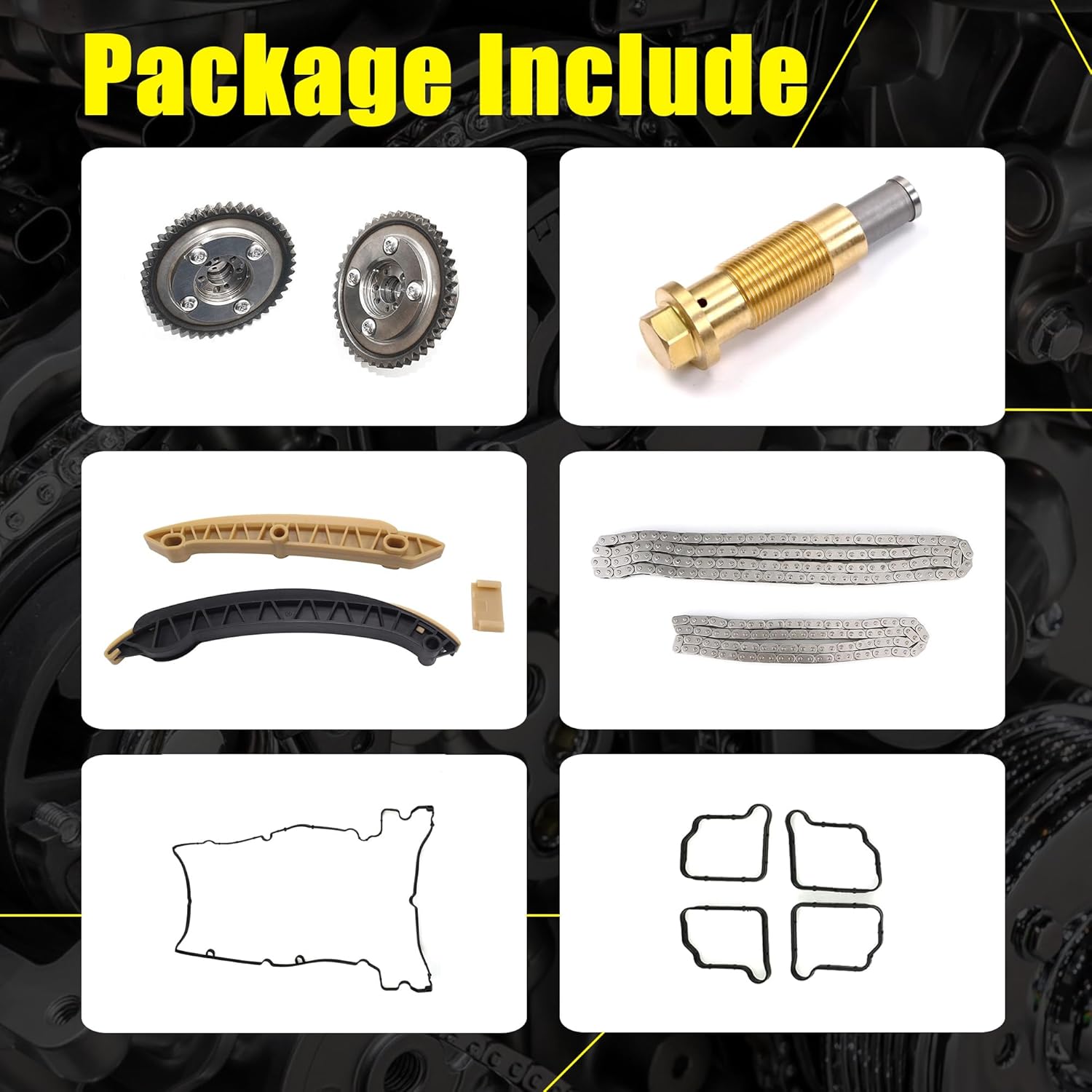 AUCERAMIC Timing Chain Kit with Camshaft Adjuster For Mercedes Benz 2002-2008 C-Class C160 C180 C200 C230 E-Class W211 E200 SLK200 Kompressor 1.8L M271 Replace 2710521016 A2710500800