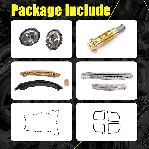 Miniatura 3 de AUCERAMIC Kit de cadena de distribución con ajustador de árbol de levas para Mercedes Benz 2002-2008 Clase C C160 C180 C200 C230 Clase E W211 E200