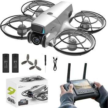 Brushless Motor Drone with Dual Lens, 4.3 Inch Screen Remote Controller, Optical Flow Positioning, EIS Anti-Shake, Under 249g Lightweight Mini RC Quadcopter, APP Control & Custom Route, HD Aerial Photography GT9 Drone