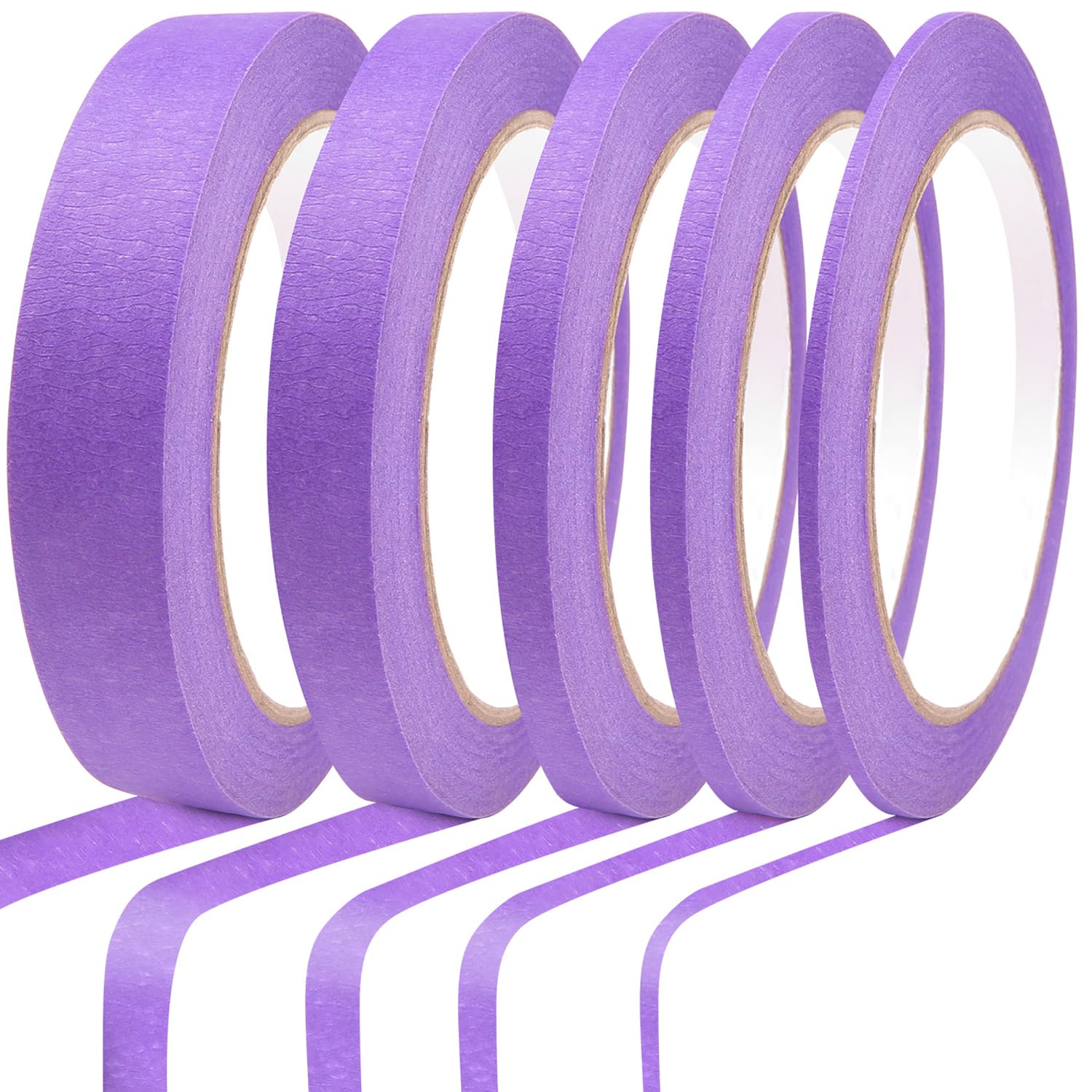5 Rolls Pinstripe Tape - Masking Tape 1/16", 1/8", 1/4", 1/2", 3/4" - Thin Painters Masking Automotive Tape for DIY, Car, Auto, Paint, Art, Tumblers (Purple)