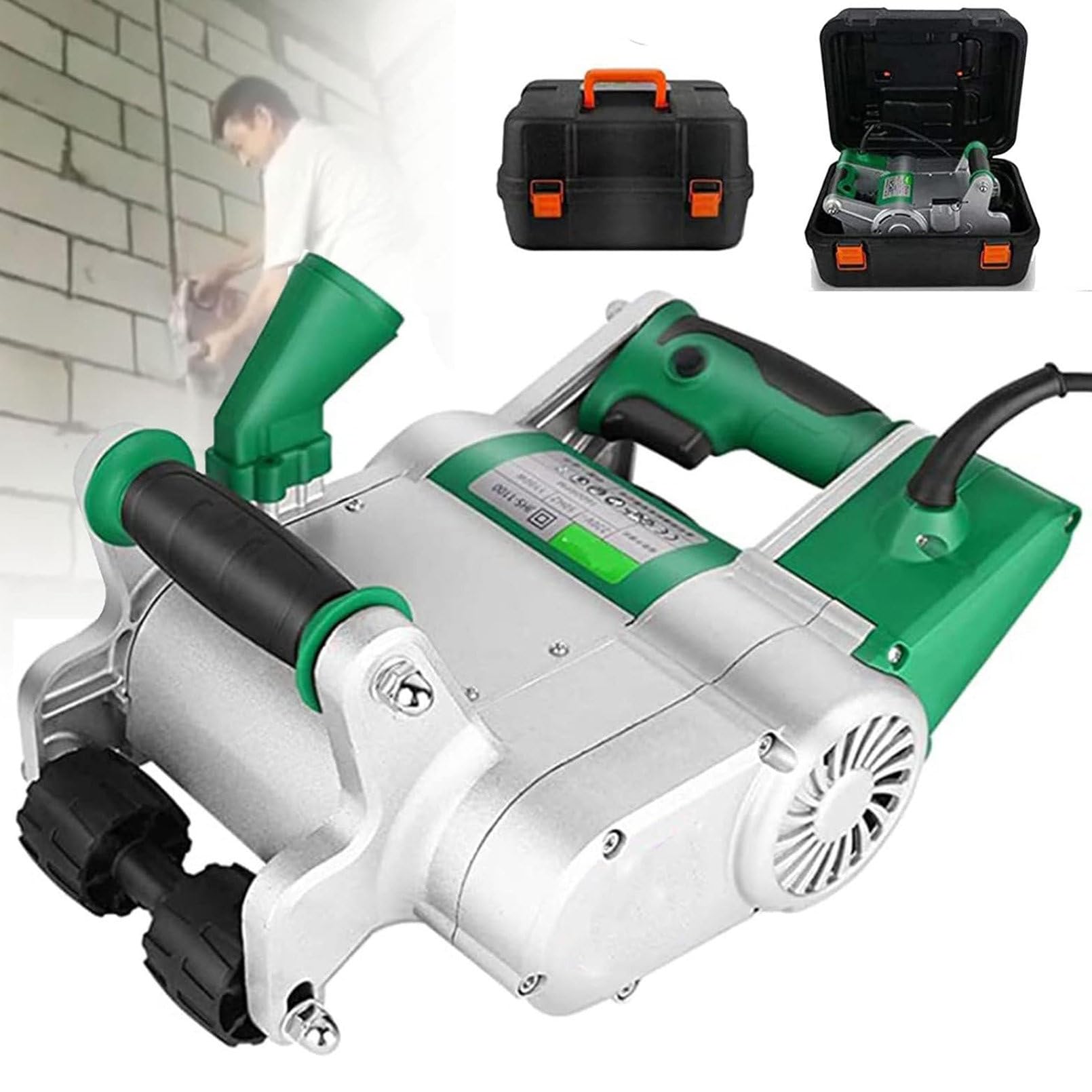 Rozadora De Pared, Rozadora De Pared EléCtrica De 1100 W, MáQuina Cortadora De Ranuras para Pared, MáQuina Ranuradora De Pared Profesional Sin Polvo, RanuracióN RáPida,25mm