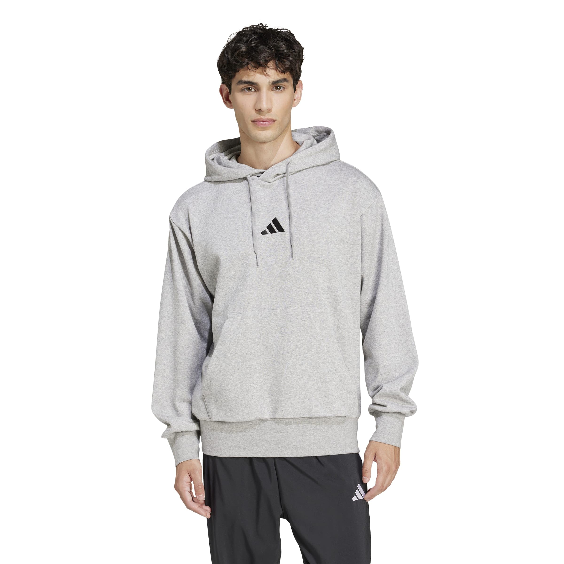 adidas Sportswear Men's Essentials Feel Cozy Fleece Hoodie, Medium Grey Heather, Size 2Xl, Men
