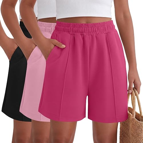 Mumucove 3 Pack Girls' Athletic Shorts Summer, 3-Color, 9-10