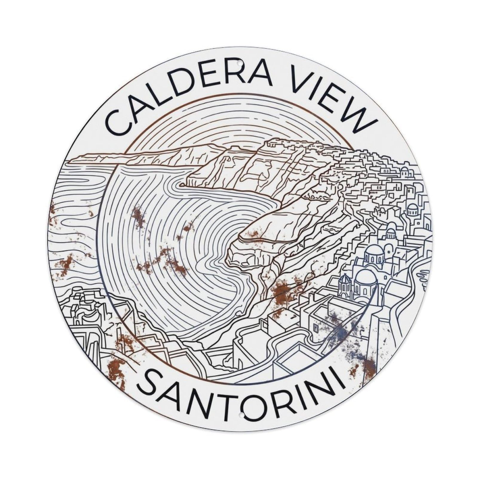 Fqnyr Style Metal Tin Sign Vintage Travel Caldera Santorini View