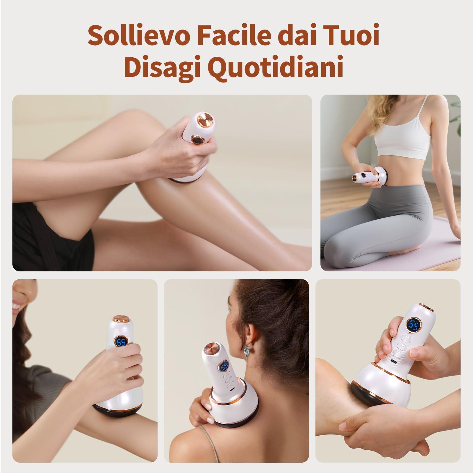 AISEELY Massaggiatore Anticellulite Professionale, Vibrastone Massaggio con Funzione di Riscaldamento Vibrazione, 20 Massaggio Combinazioni per Mani, Schiena Gua e Piedi per Rilassare I Muscoli