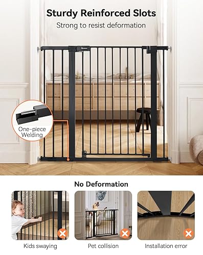 Miniatura 10 de COMOMY Puerta de bebé de 30 pulgadas de alto para puertas de escaleras, se adapta a aberturas de 29.5 a 43.3 pulgadas de ancho, puerta de perro