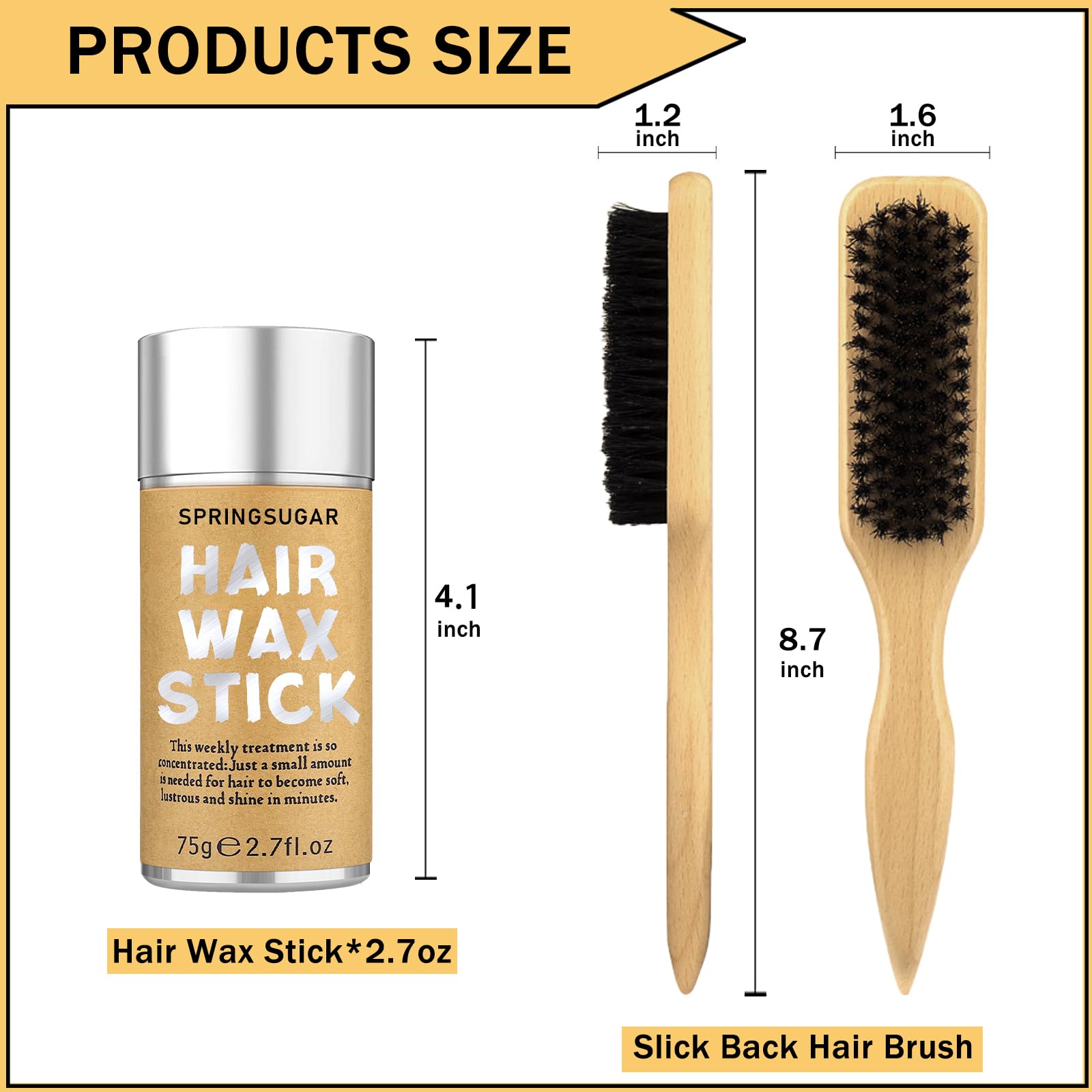 SPRINGSUGAR Wax Stick and Slick Back - Juego de cepillos para el cabello, 2.8 onzas líquidas