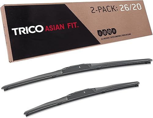 TRICO Solutions Asian Fit - Paquete de 2 limpiaparabrisas de repuesto de 26 y 20 pulgadas para modelos seleccionados de Toyota, Lexus y Hyundai