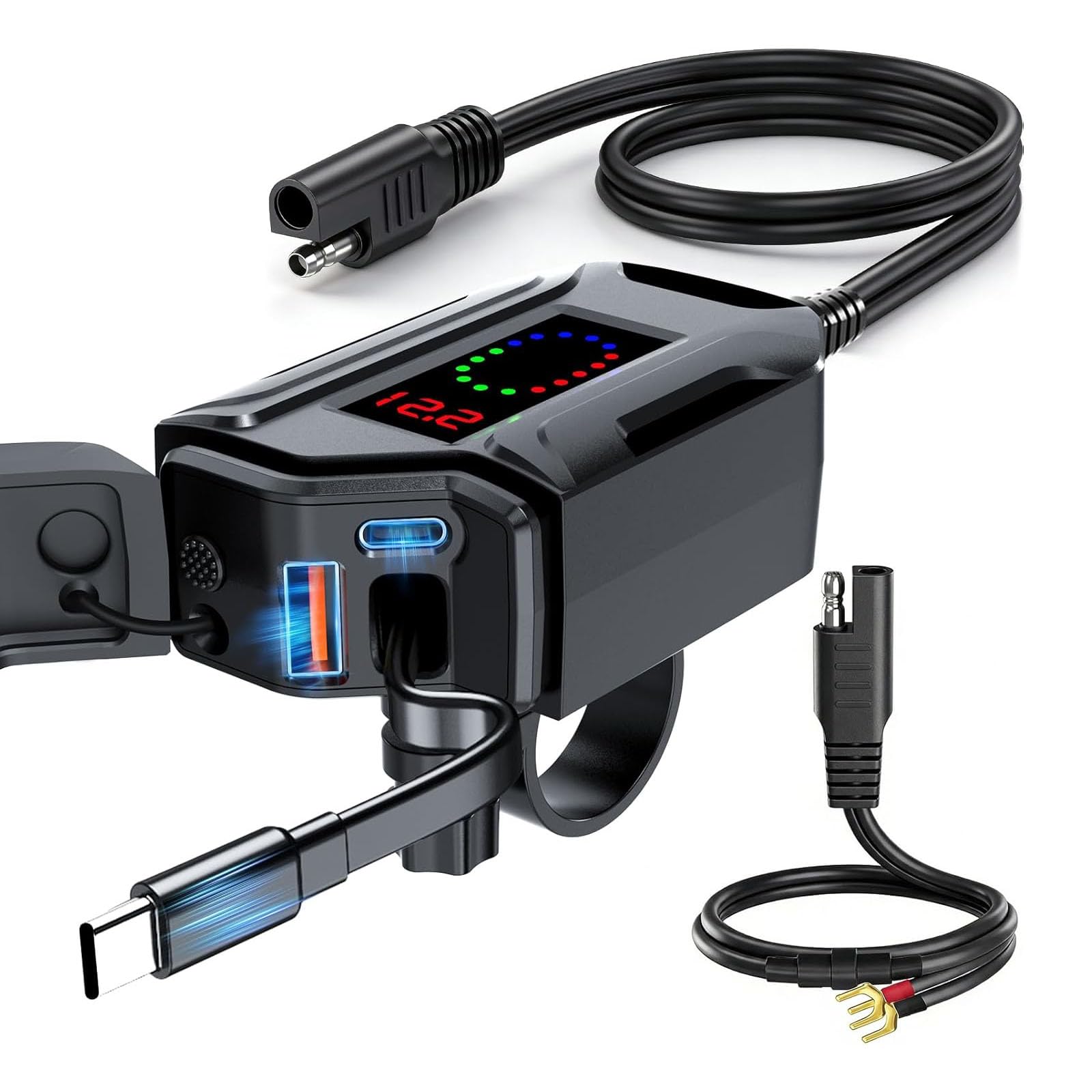 Chargeur de téléphone résistant aux chocs, 18 W, charge rapide avec indicateurs de batterie LED pour les voyages à distance, bloc d'alimentation