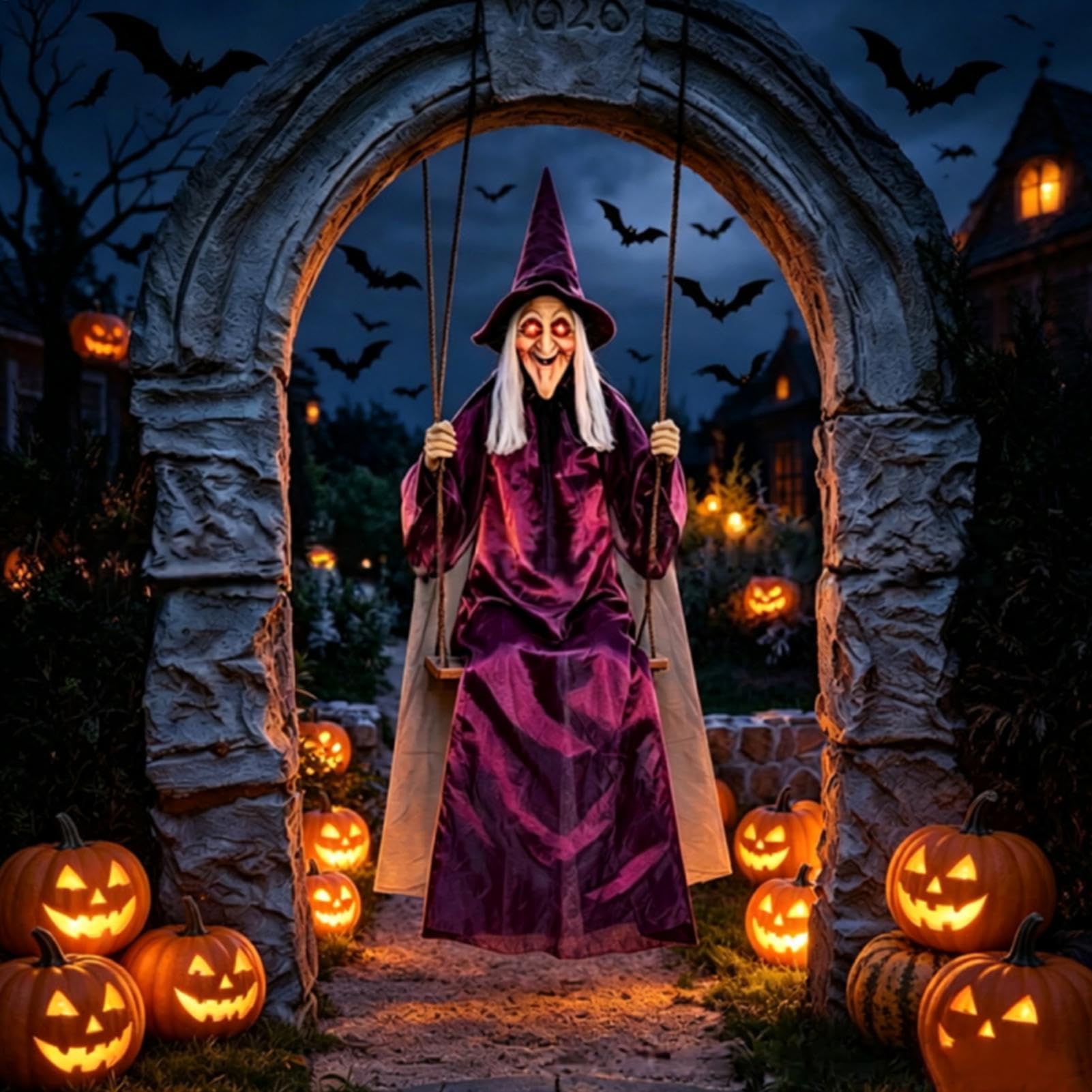 Schwingende Hexe Halloween Deko 1,8 Meter lebensgroße Requisiten für das