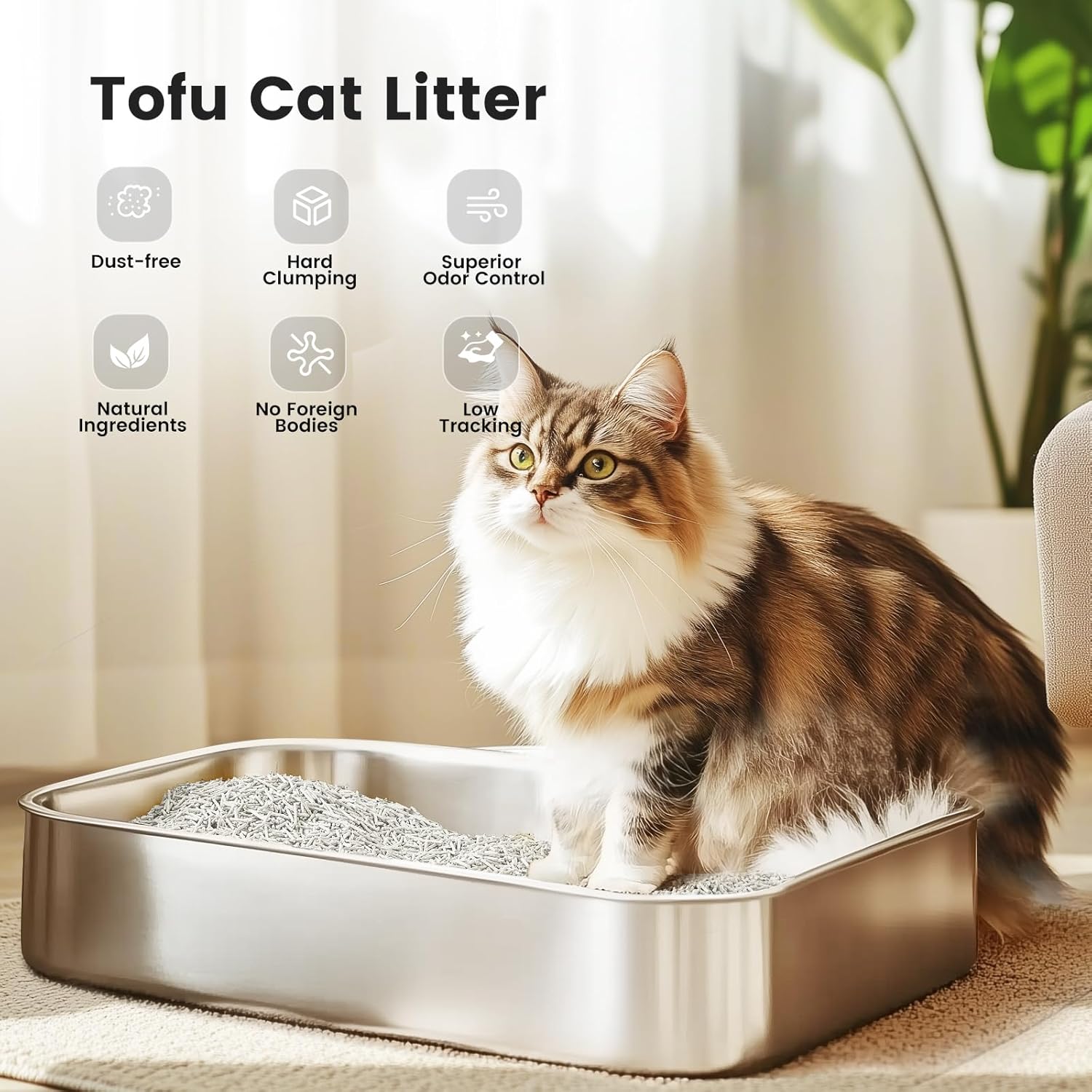 Gardner Pet Natural Tofu Cat Litter with Green Tea Extract – [2026]Fast Absorbing & Strong Clumping, Low Dust, Flushable Cat Litter for Odor Control, Easy Scooping for Multi-Cat Homes, 6 lbs x 3 Pack