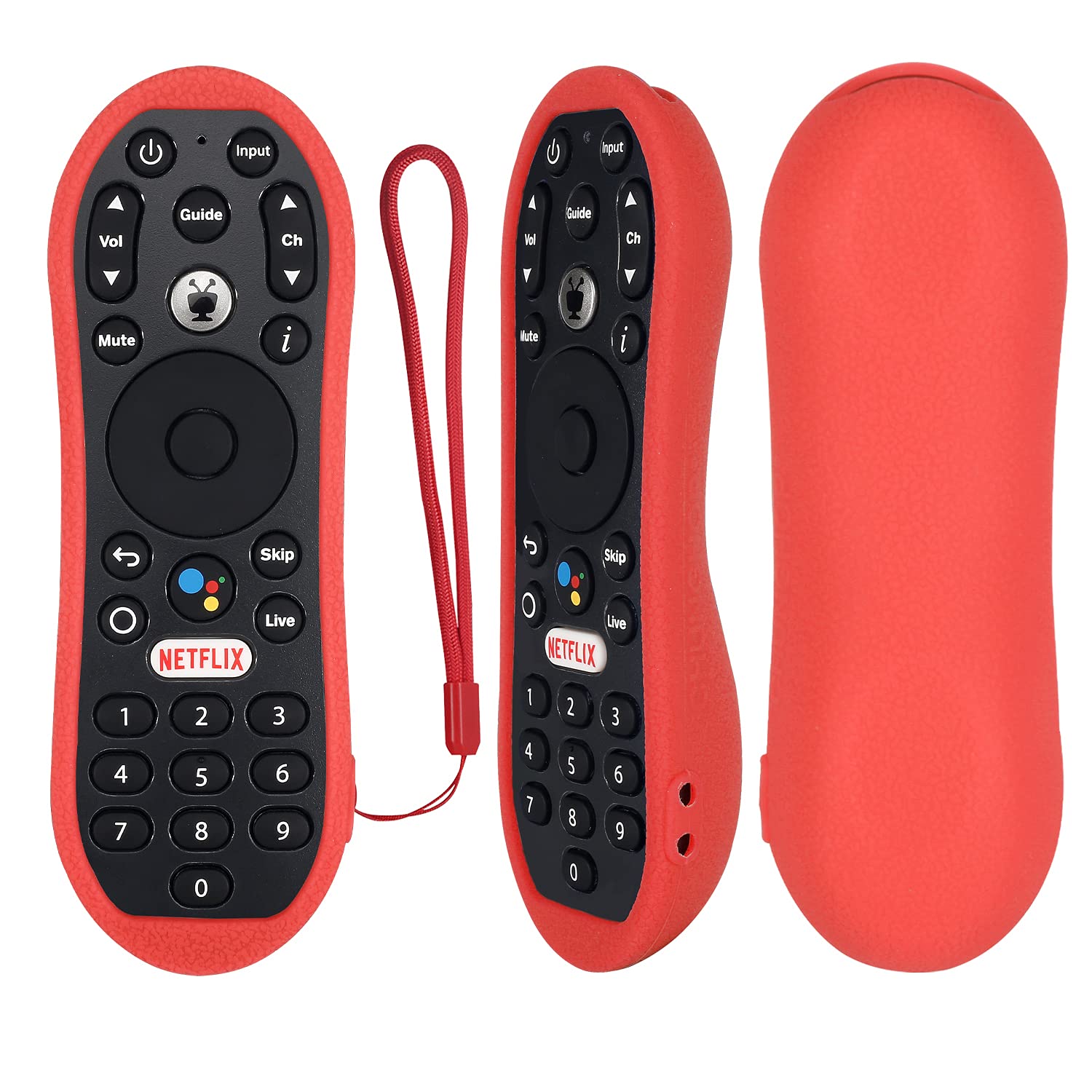 CHUNGHOP Protective Silicone Remote Case for TiVo Stream 4K Remote Control, Shockproof, Washable and Skin-Friendly, Anti-Lost Remote Cover with Loop (Red) (NOT Include The Remote Control)