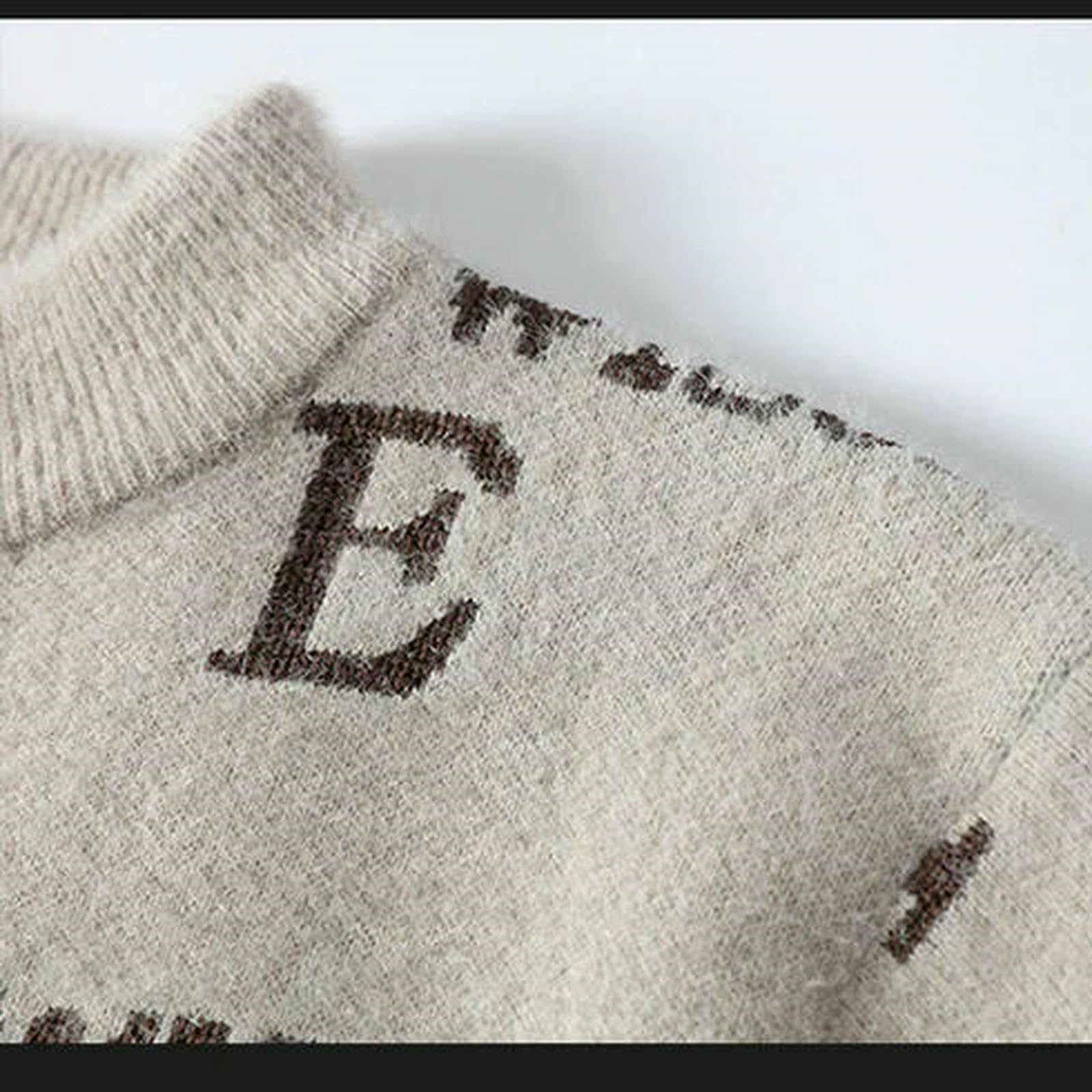 Jersey HombresuéTer Hombre Suéter con Letras para Hombre, Cuello Redondo, Jerséis Ajustados, Prendas De Punto, Estilo Cálido Invierno, Ropa Informal Hombre-Gris-m