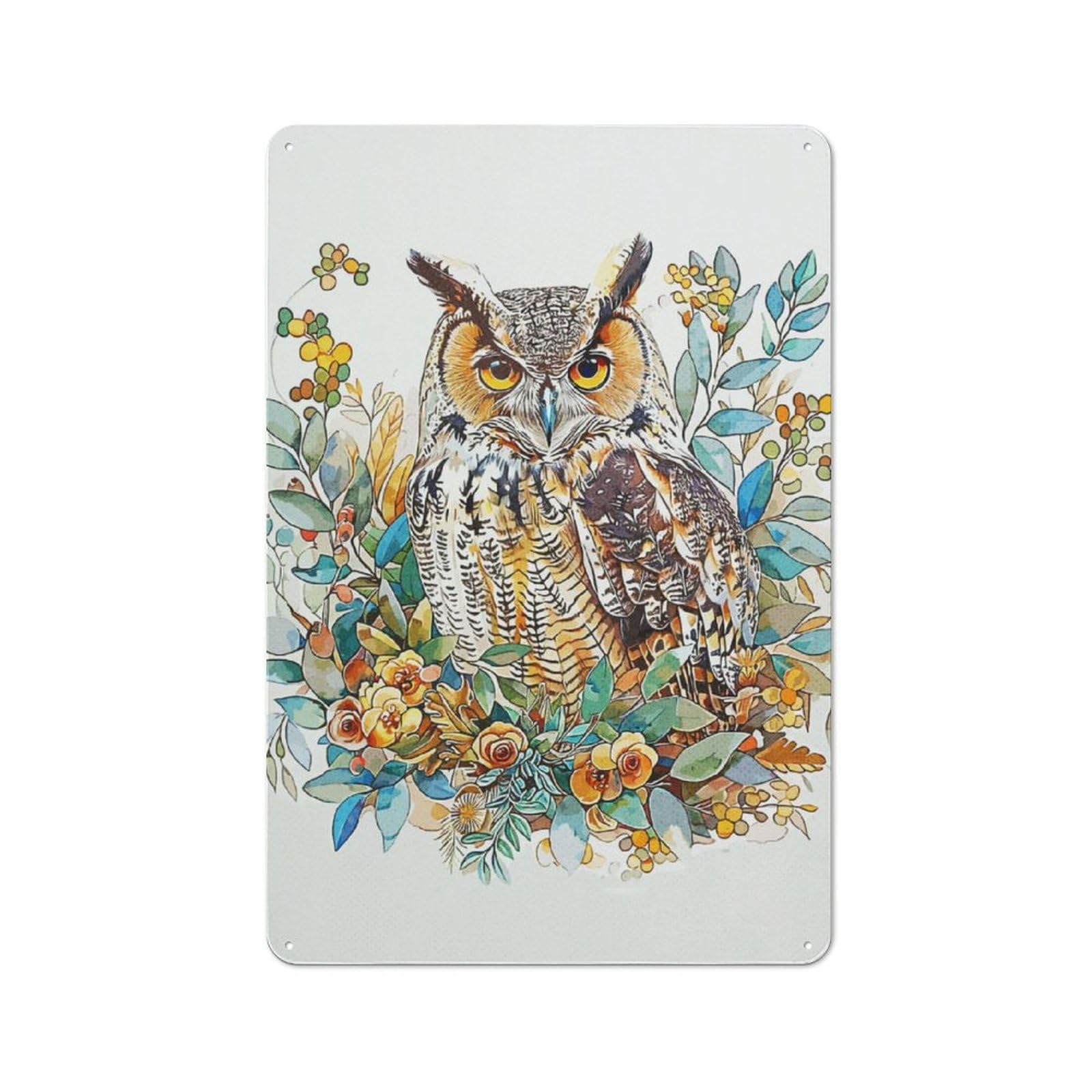 Junmoney Nature Minimalist Owl Tin Wall Plaque 30X20cm With For Hobby Room Or Studio, For Metal Sign Collectors, For Kitchen And Home Bar Decor