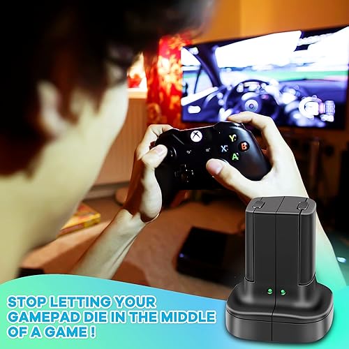 Miniatura 7 de Batería recargable para Xbox 360, paquete de 2 baterías con estación de carga dual Base de soporte de cargador para Xbox 360 controlador inalámbrico