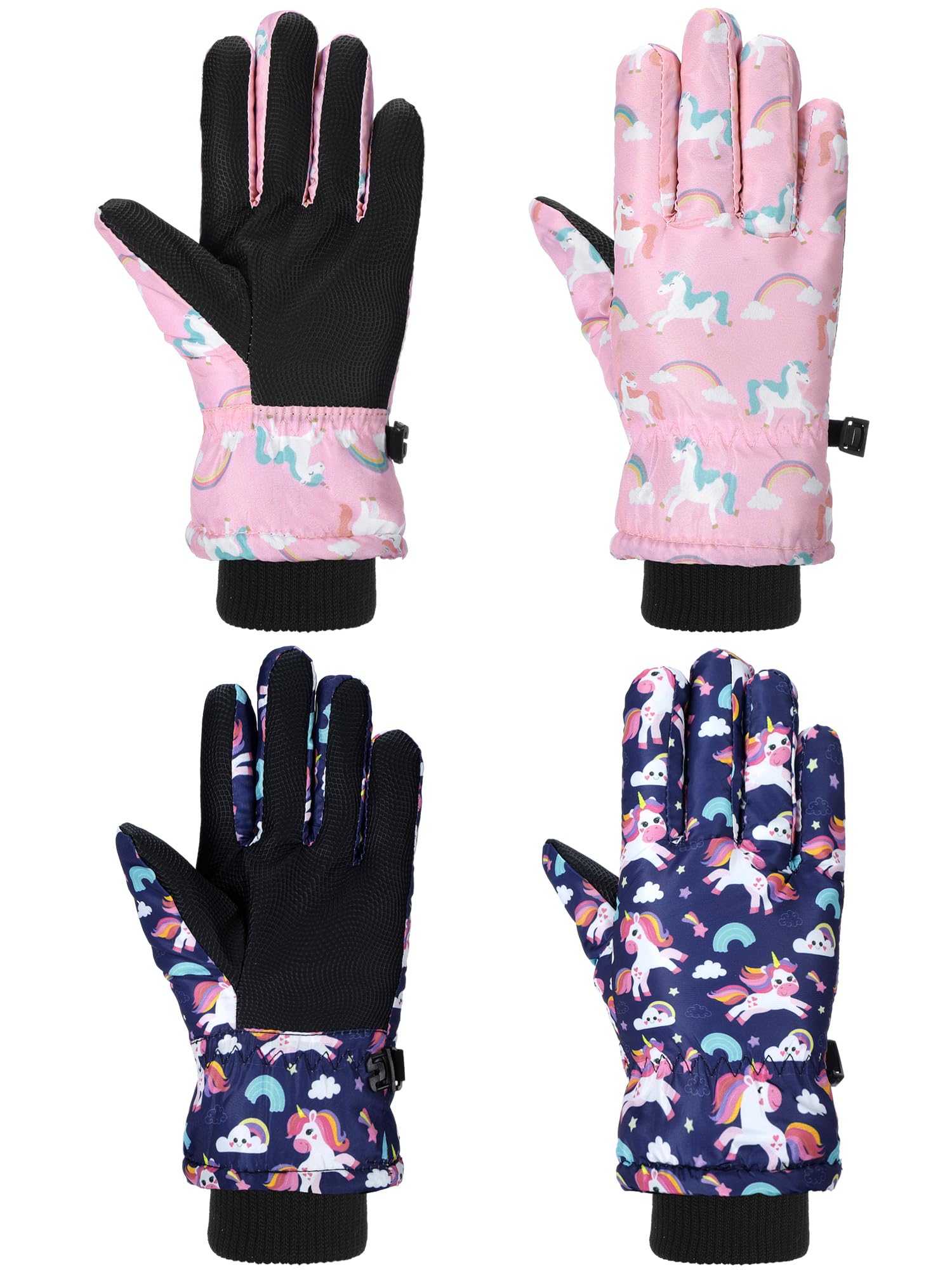 2 Pairs Kids Snow Gloves Winter Waterproof Kids Ski Gloves Youth for Girls Boys Outdoor Toddler Snowboard Warm Clothe