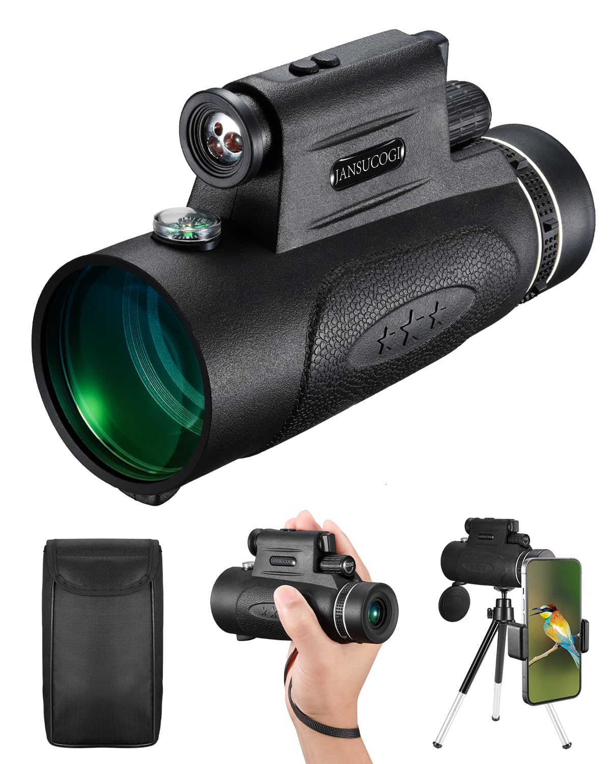 Pocket Telescope Adults 12X60 Cosmic Scope for iPhone Android Phone Astronomy Star Gazing Gifts for Men Dad Night Sky Scope for Traveling Spotting Space Stargazing Monocular with Flashlight Compass