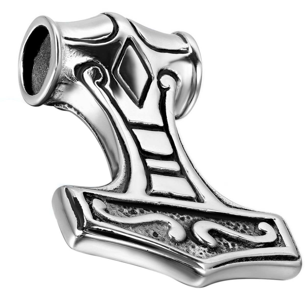 Mens Biker Stainless Steel Celtic Knot Thor Hammer Pendant
