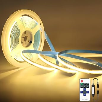 Oraymin COB LED Strip 5 m Warm White 3000 K LED Strip Dimmable 24 V Flexible COB LED Strip Light Set 480LEDs/M LED Strip with RF Remote Control CRI90+ Bright Under-Unit Light   Without Power Supply [Energy Class A]