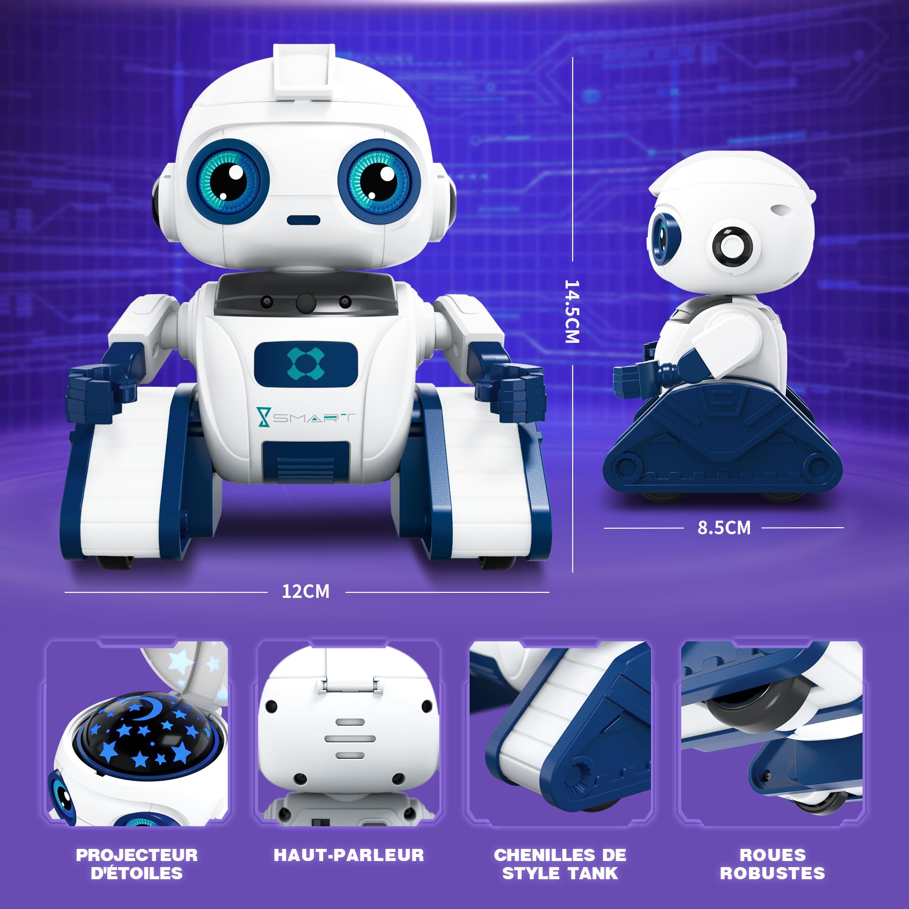 Robot Enfant Jouet, Projecteur Ciel Etoile, Robot Télécommandé Rechargeable, Intelligent Geste ContrôLe, Jouet Cadeaux d'anniversaire pour Garçons et Filles âgés de 4, 5, 6, 7, 8