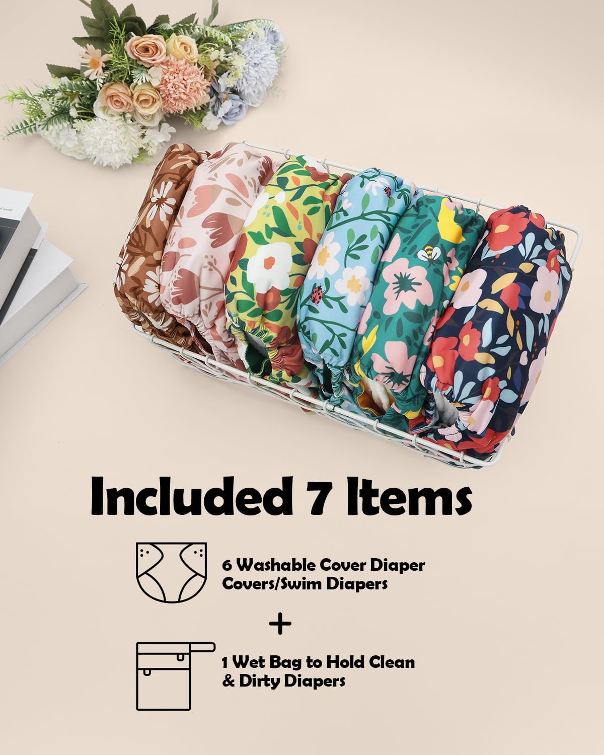 ALVABABY 6 pcs Baby Cloth Diaper Covers with One Wet Bag, Swim Diaper,Cloth Diaper Shell Baby Girls and Boys 6CDC06A - Image 4