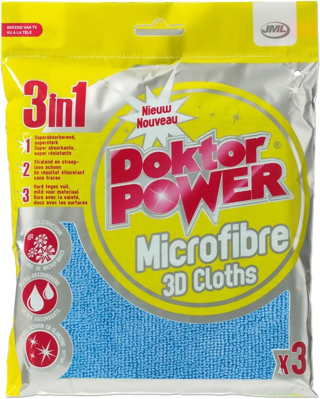 Doktor Power Microfibre 3D Cloth - 3 Pack Microfibre Cleaning, Dusting & Polishing Cloths